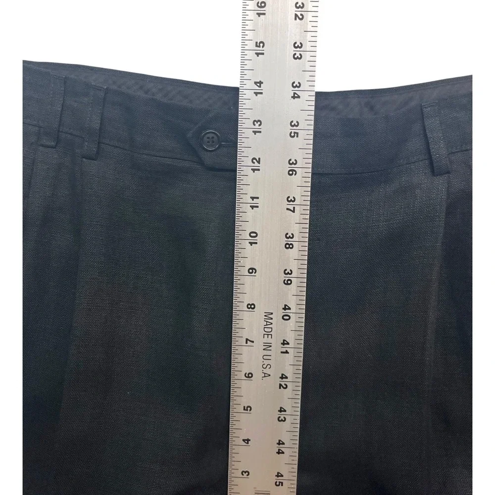 vtg Y2K Murano 40x30 Black 100% Linen Pants Trousers Pleated Relaxed High Waist